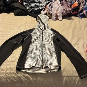 The North Face Black and White Striped Fleece Jacket